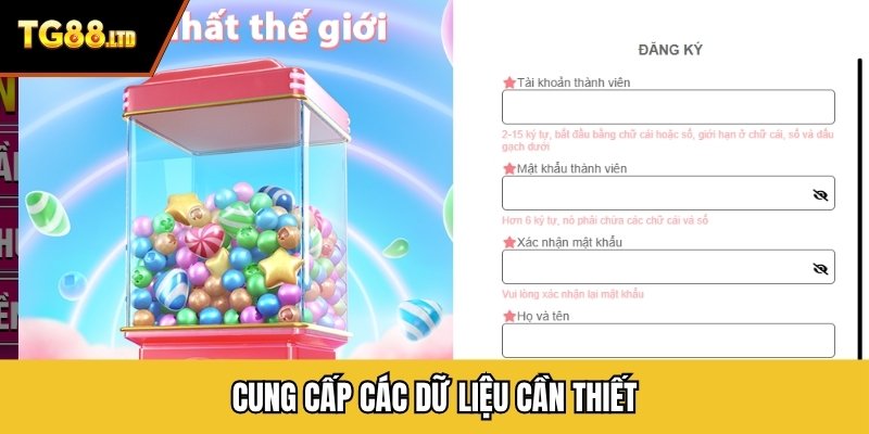 Cung cấp các dữ liệu cần thiết